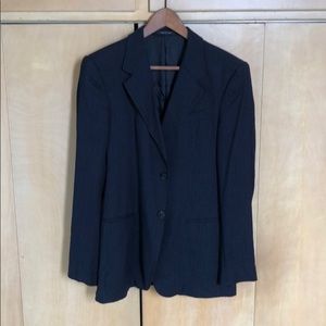 Emporio Armani “Josh Line” navy pinstriped coat